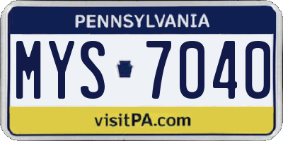 PA license plate MYS7040