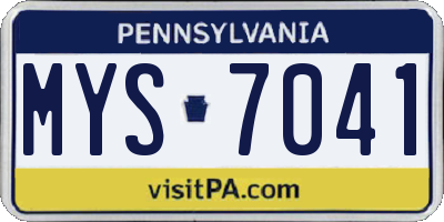 PA license plate MYS7041