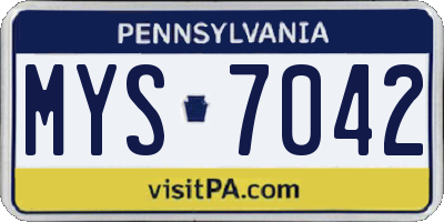 PA license plate MYS7042
