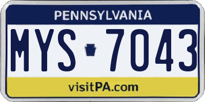 PA license plate MYS7043
