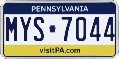 PA license plate MYS7044