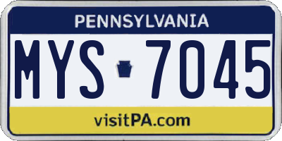 PA license plate MYS7045