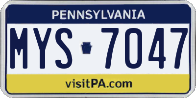 PA license plate MYS7047