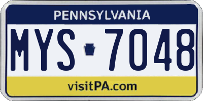 PA license plate MYS7048