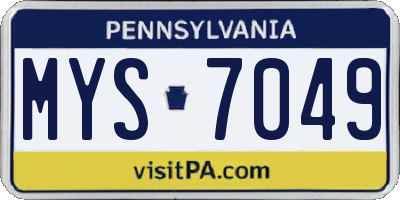 PA license plate MYS7049