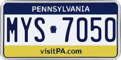 PA license plate MYS7050