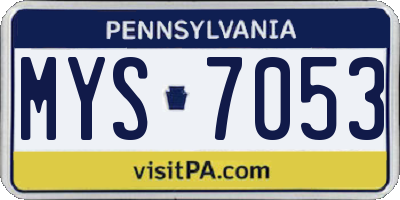 PA license plate MYS7053
