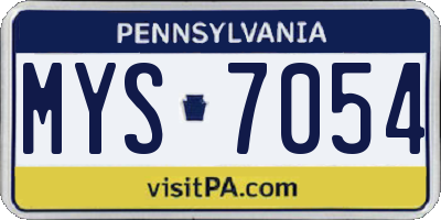 PA license plate MYS7054