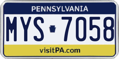 PA license plate MYS7058