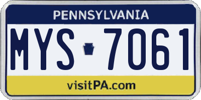 PA license plate MYS7061