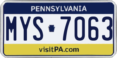 PA license plate MYS7063