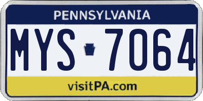 PA license plate MYS7064