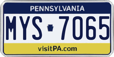 PA license plate MYS7065