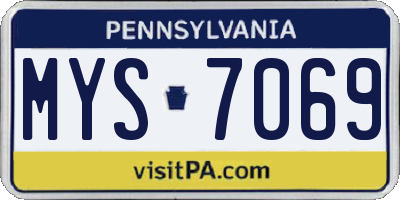 PA license plate MYS7069