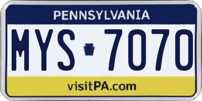 PA license plate MYS7070