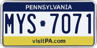 PA license plate MYS7071