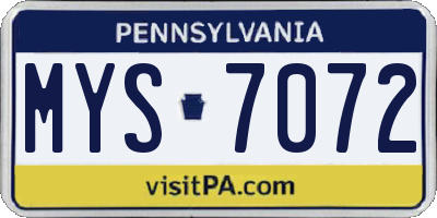 PA license plate MYS7072