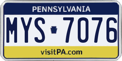 PA license plate MYS7076
