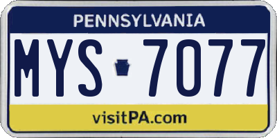 PA license plate MYS7077