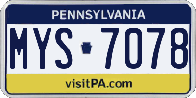PA license plate MYS7078