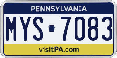 PA license plate MYS7083