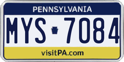 PA license plate MYS7084