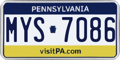 PA license plate MYS7086