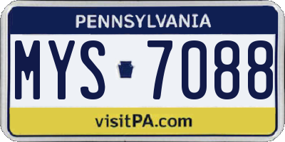 PA license plate MYS7088