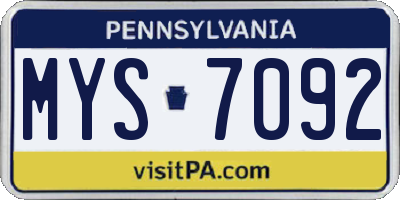 PA license plate MYS7092