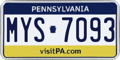 PA license plate MYS7093