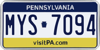 PA license plate MYS7094