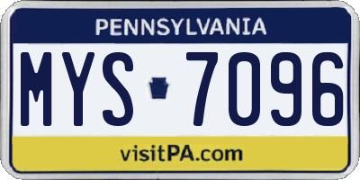 PA license plate MYS7096