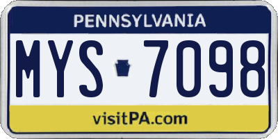 PA license plate MYS7098