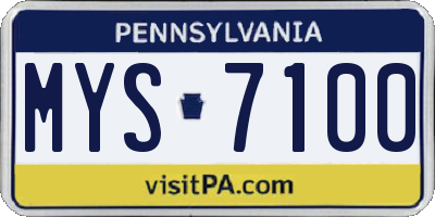 PA license plate MYS7100
