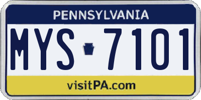 PA license plate MYS7101