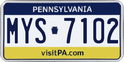 PA license plate MYS7102