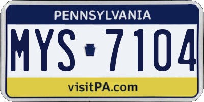 PA license plate MYS7104