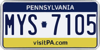 PA license plate MYS7105