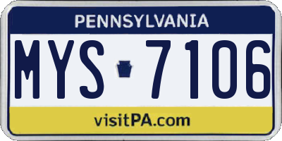 PA license plate MYS7106