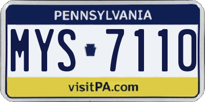 PA license plate MYS7110
