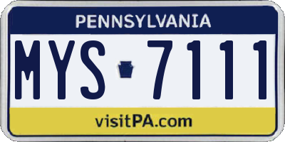 PA license plate MYS7111