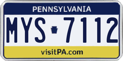 PA license plate MYS7112