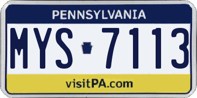 PA license plate MYS7113
