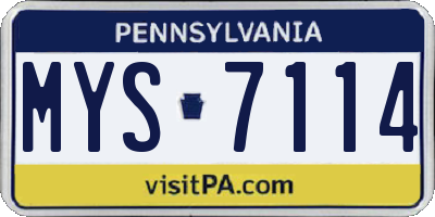 PA license plate MYS7114