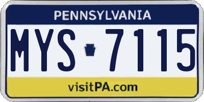 PA license plate MYS7115