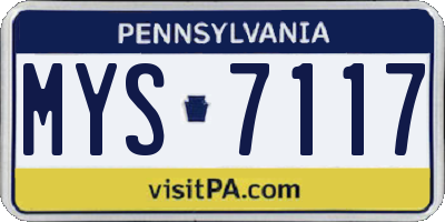 PA license plate MYS7117