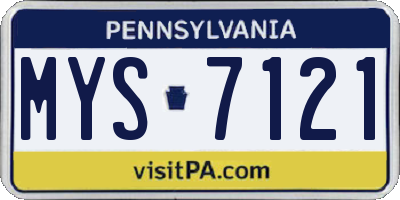 PA license plate MYS7121
