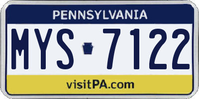 PA license plate MYS7122