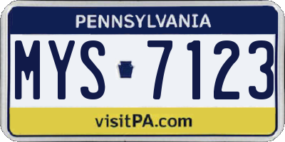 PA license plate MYS7123
