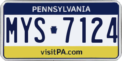 PA license plate MYS7124
